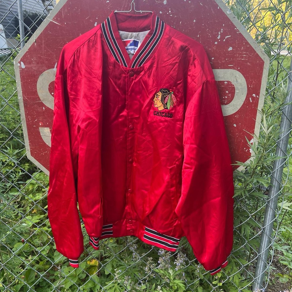 Chicago Blackhawks Red Satin Jacket